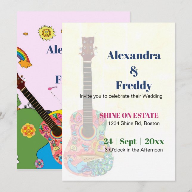Wedding Festival Fields Music Modern Wedding Invitation (Front/Back)