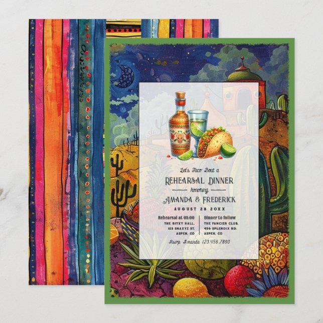 Wedding Fiesta Let's Taco Bout a Rehearsal Dinner Invitation (Front/Back)
