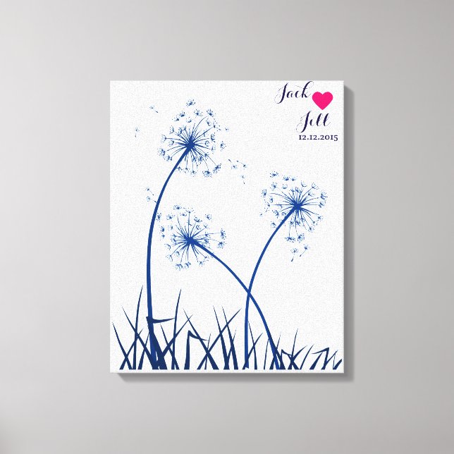 wedding fingerprint guest book dandelion navy (Front)