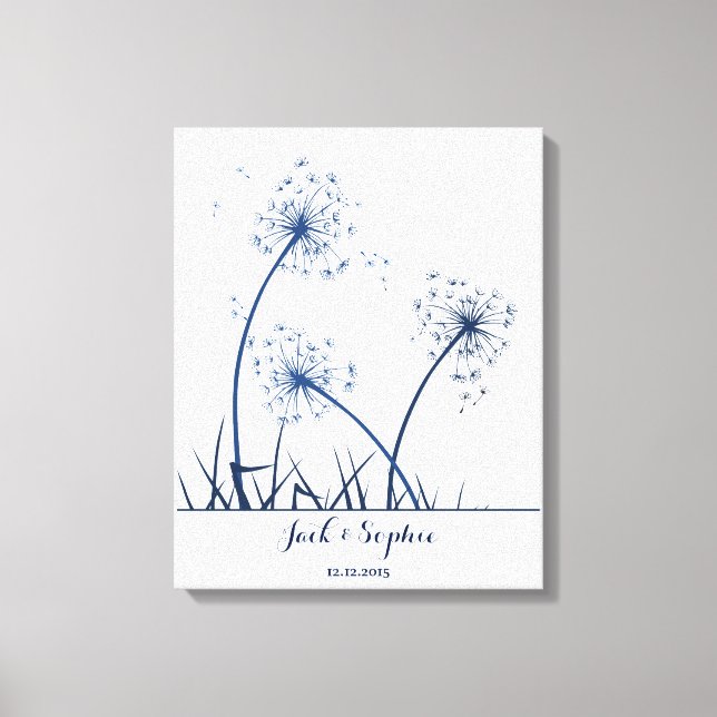 wedding fingerprint guest book dandelion navy (Front)