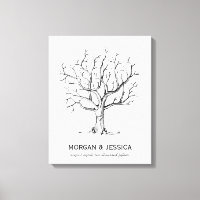 Wedding Fingerprint Tree (Black) Canvas Print