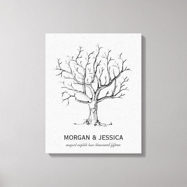 Wedding Fingerprint Tree (Black) Canvas Print (Front)
