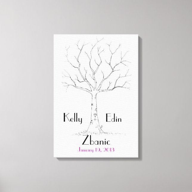 Wedding Fingerprint Tree Canvas Print (Front)