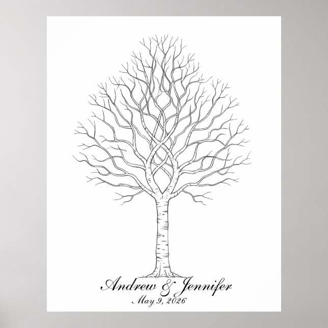 Wedding Fingerprint Tree Guest Book Alternative (Front)