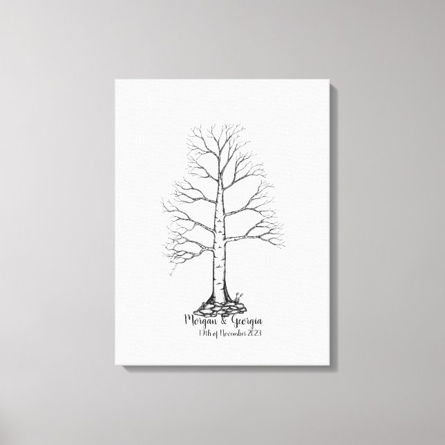 Wedding Fingerprint Tree Guestbook - Canvas (Front)