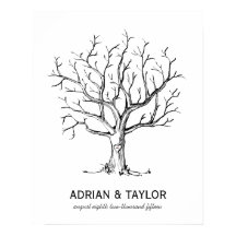 Wedding Fingerprint Tree Poster (Black)