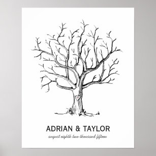 Wedding Fingerprint Tree Poster (Black)