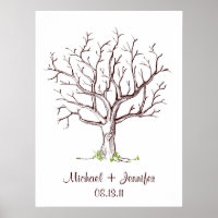 Wedding Fingerprint Tree Poster (Brown)
