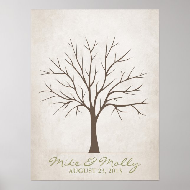 Wedding Fingerprint Tree – Rustic Poster (Front)