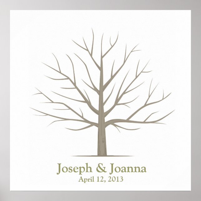 Wedding Fingerprint Tree - Square Poster (Front)