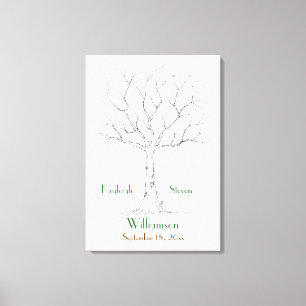 Wedding Fingerprint Tree Stretched Canvas Print
