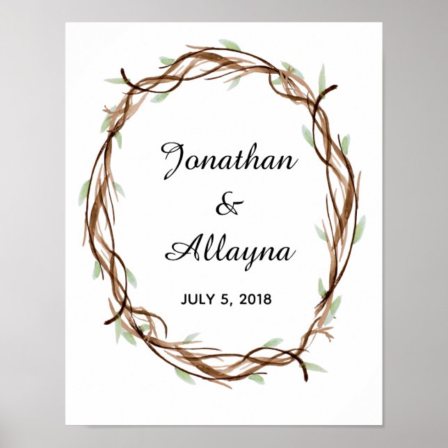 Wedding Fingerprint Wreath Guest Book Alternative (Front)