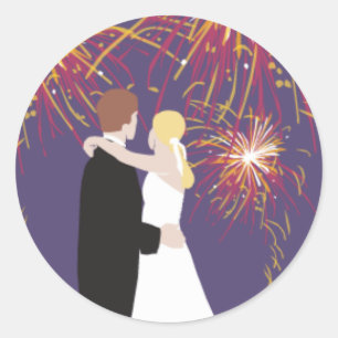 Wedding Fireworks Classic Round Sticker