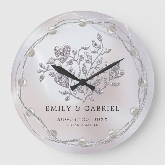 Wedding First Anniversary Large Clock (Front)