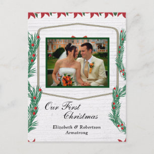 Wedding First Christmas Our Photo Holiday Postcard