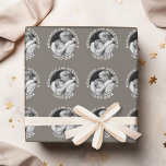 Wedding First Christmas Photo Custom Name and Year Wrapping Paper<br><div class="desc">Traditional Taupe and White Border - Perfect gift for newlyweds or for an anniversary. A keepsake that highlights one picture and personalised text.</div>