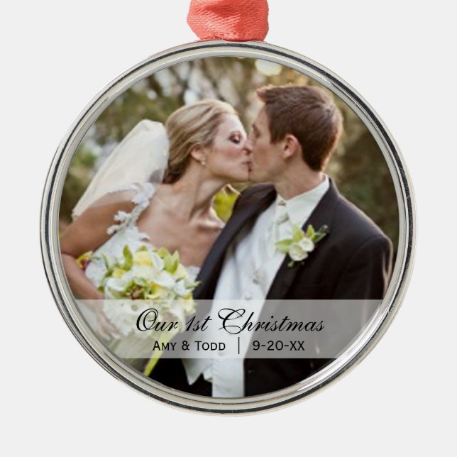 Wedding  |  First Christmas Photo Ornament (Front)