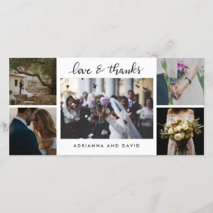 Wedding Five Photos Forever Thankful Script Thank You Card