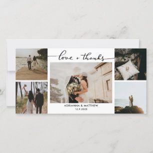 Wedding Five Photos Love and Thanks Script Thank You Card