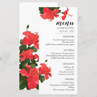 Wedding Flat Menu with Hibiscus Flower