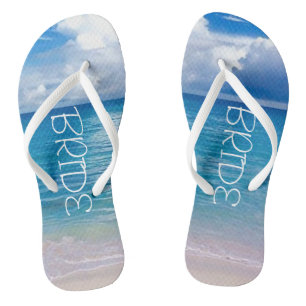 Wedding   Flip Flops   Bride Name  Blue Ocean