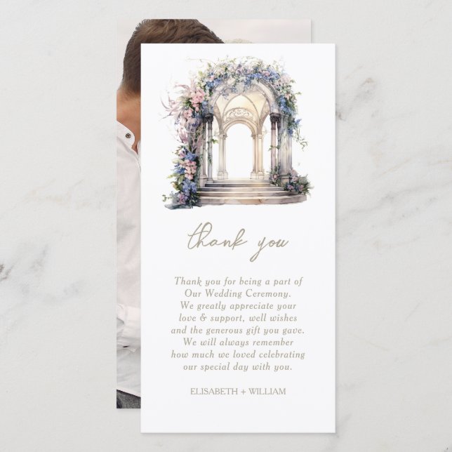 Wedding Floral Arch Photo Thank you Card (Front/Back)