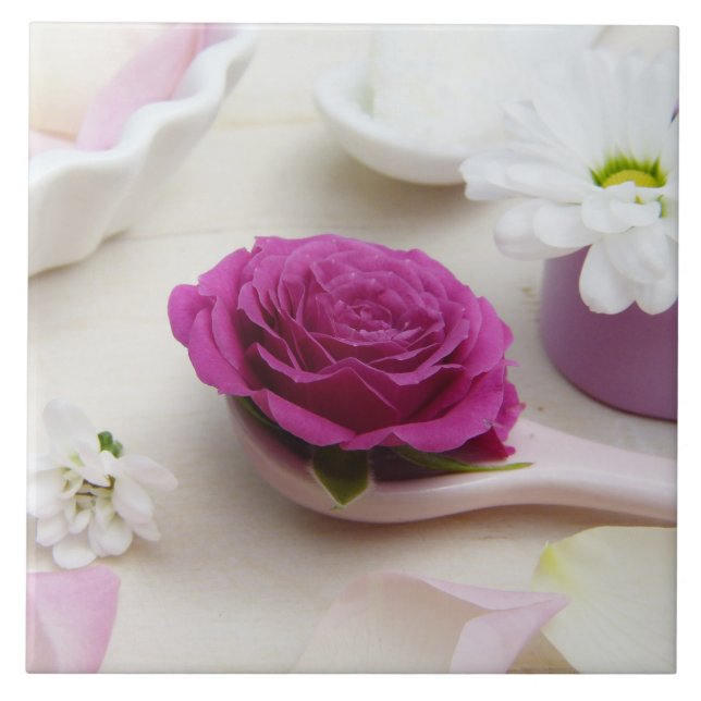 Wedding Floral Blossoms Romantic Destiny's Destiny Tile (Front)