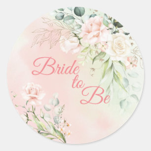 Wedding Floral Bride to Be Elegant Pink Script Classic Round Sticker
