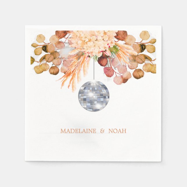 Wedding Floral Disco Ball Elegant Chic  Napkin (Front)