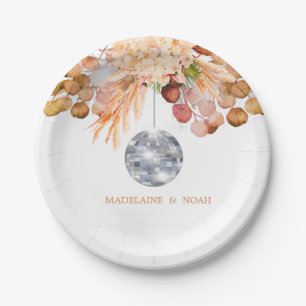 Wedding Floral Disco Ball Elegant Chic Paper Plate