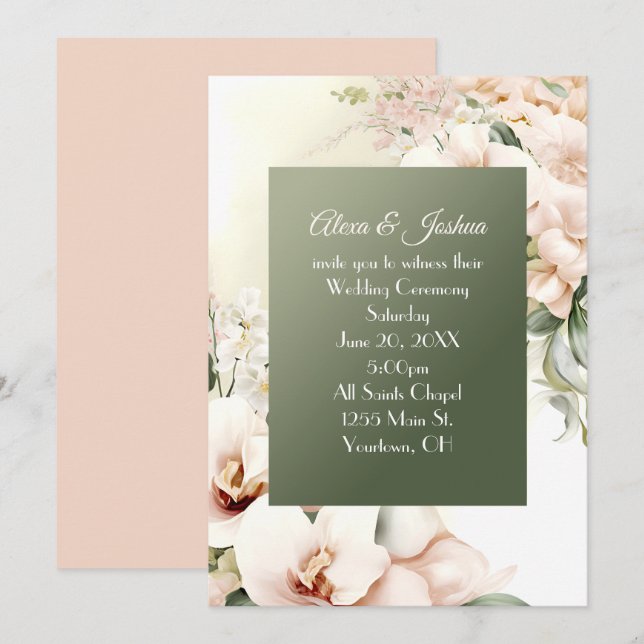 Wedding Floral Frame Invitation (Front/Back)