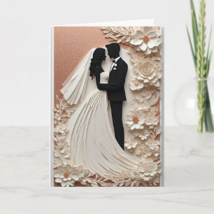 Wedding Floral Frame With Bride And Groom Card