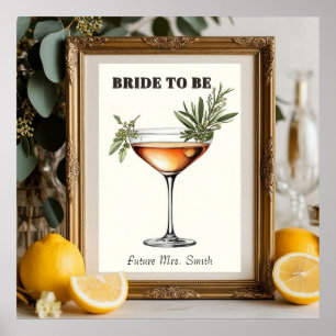 Wedding Floral Frame With Gold Decorative Details Poster