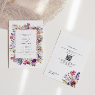 Wedding Floral Garden QR Code All In One Invitation
