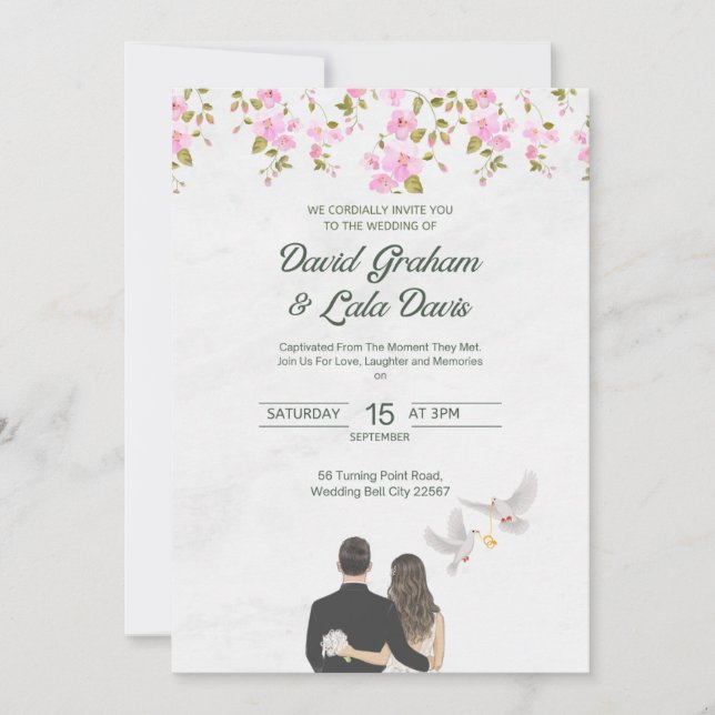 Wedding Floral Invitation Bride/Groom (Front)