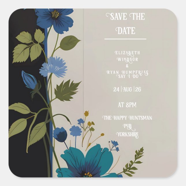 Wedding Floral Invitation Collection Square Sticker (Front)