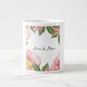 Wedding floral invitation large coffee mug
