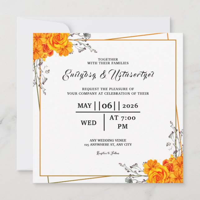 Wedding Floral Marriage Day Invitation Card Design (Front)