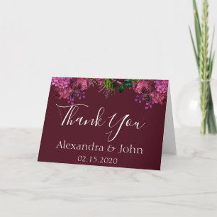 Wedding Floral Marsala Burgundy Thank You