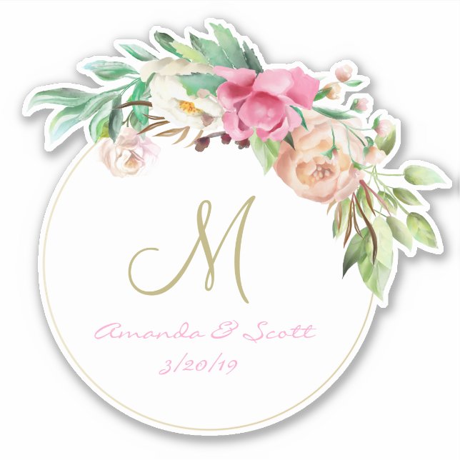 Wedding Floral Monogram Cut Out Wreath (Front)
