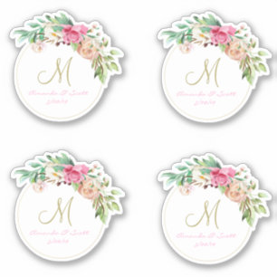 Wedding Floral Monogram Cut Out Wreath