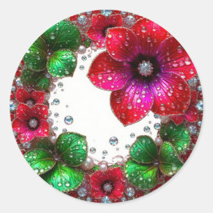 Wedding Floral Ornament Classic Round Sticker