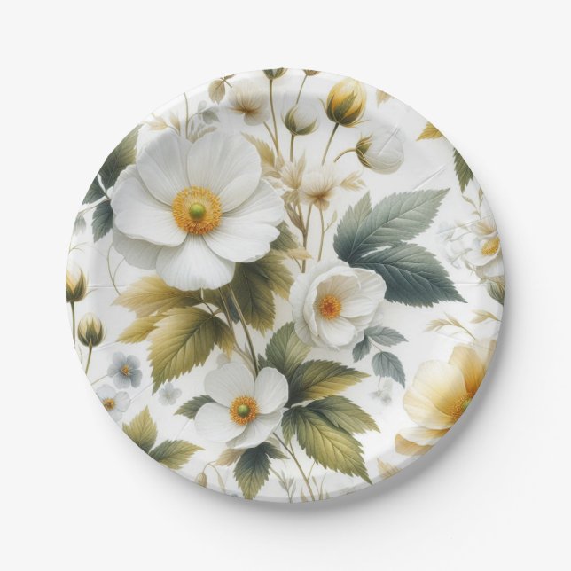 wedding floral pattern Paper Plates  (Front)