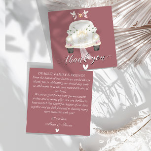 wedding floral pink car Thank You Card
