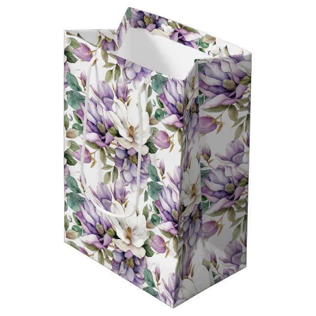 Wedding Floral Print Gift Bag (Front Angled)
