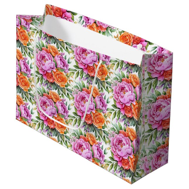 Wedding Floral Print Gift Bag (Front Angled)