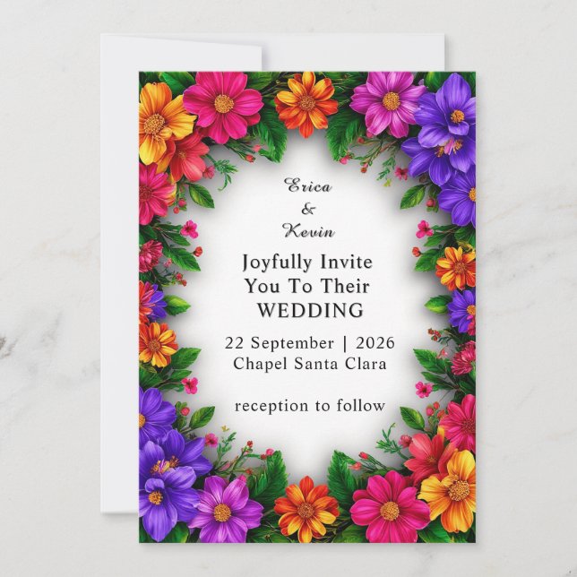 💐 Wedding Floral Romantic and timeless style Invitation (Front)