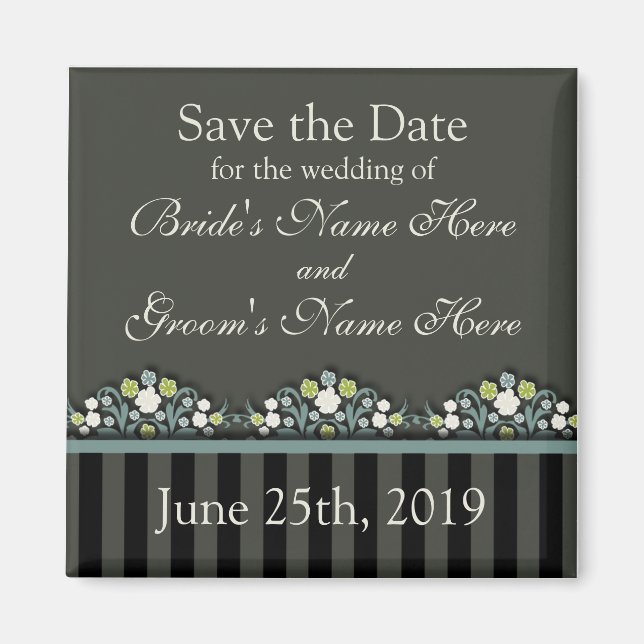 Wedding Floral Save The Date Magnet (Front)