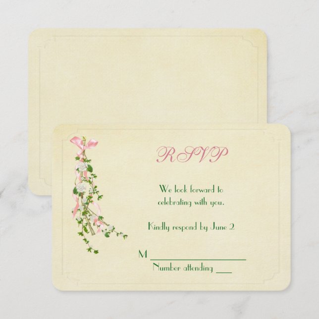 Wedding Floral Twig RSVP Invitation (Front/Back)