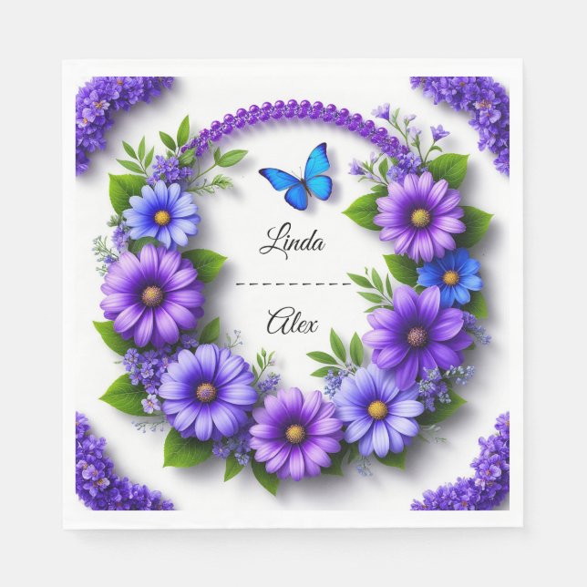 Wedding Floral Wreath Napkin (Front)